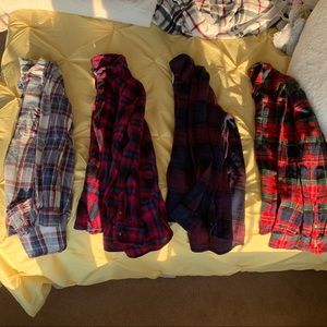 4 American Eagle Flannels
